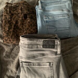 American Eagle Outfitters Women's Skinny Jeans - Gray, Light Blue, Brown Leopard